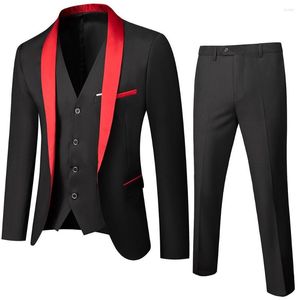 Tracksuits voor heren heren Tuxedos 3-delige sjaalkraag vaste kleur standaard fit met één borsten met één knop 2022 ensembles de blazers