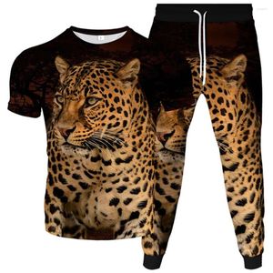 Survêtements pour hommes Hommes Femmes Mode 3D Imprimer Animal Léopard Survêtement Homme Femme T-Shirt Pantalon Pantalon 2 Pcs Ensembles Costume Plus La Taille S-6XL