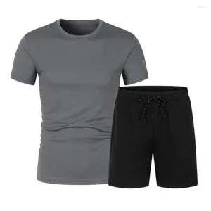 Tracksuits voor heren Men Activewear Set Zomer Casual outfit O-Neck korte mouw T-shirt met elastische taille-taille shorts Solid voor een