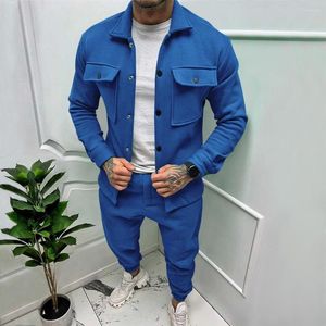 Chándales para hombres Hombres Otoño Invierno Manga larga Gamuza Traje de 2 piezas Traje de sudor Casual Trajes de jogging Conjunto atlético Pantalones de chaqueta sólida