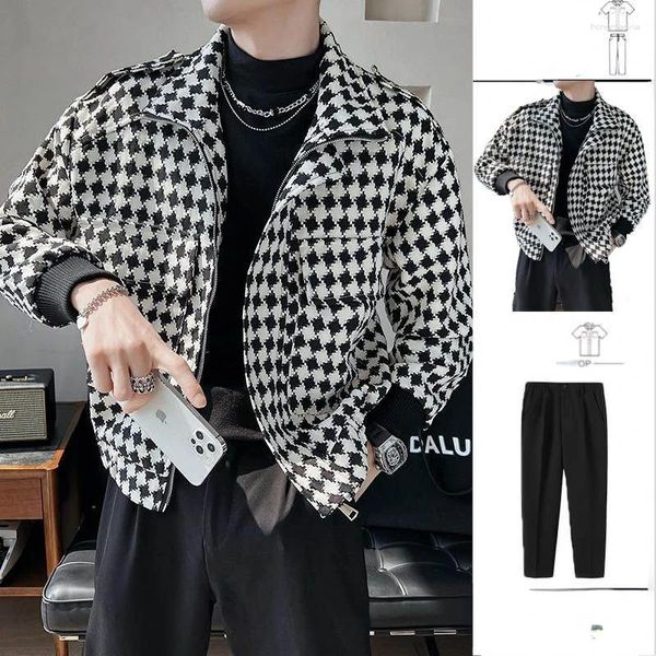 Costumes pour hommes Hommes Business Casual Costume 2 pièces Style Vintage Mariage Robe de broderie Vêtements Vestes à carreaux et pantalons à cordon F79