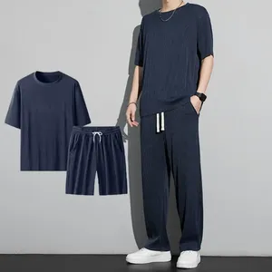 Suisses de survêtement masculines Sents décontractés sports d'été T-shirt rond Pantalon à cordage pour les activités de port intérieures / extérieures