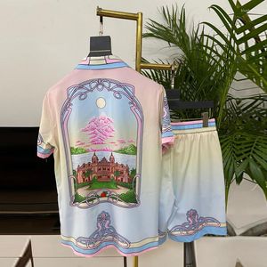 Spares de canciones para hombres Ropa de ropa Moda de manga corta Camisa hawaiana Blaya de verano Floral Beach de dos piezas