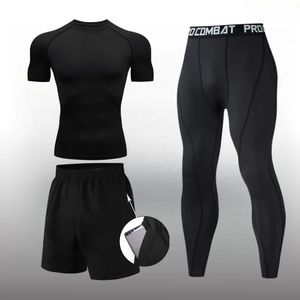 Survêtements pour hommes Hommes Compression Entraînement Set 3 PCS Vêtements Outfit Fitness Vêtements Gym Courir en plein air pour 231118