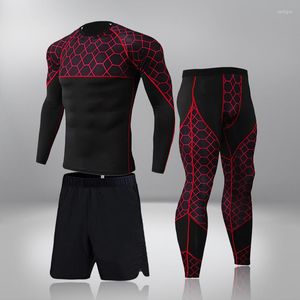 Sómetidos para hombres Menchones Fitness Manga larga Deporte de secado rápido entrenamiento de ropa para jogging compresión corriendo camiseta pantalones