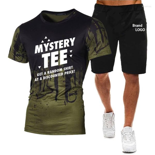 Survêtements pour hommes T-shirt à encre Splash de haute qualité Impression de marque aléatoire à manches courtes Hommes Mystrey Sport Tee Costumes Soft Male Streetwear Set