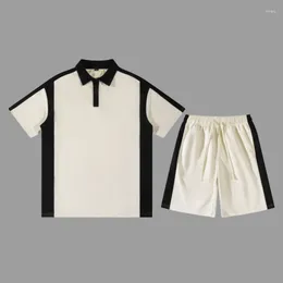 Survêtements pour hommes hommes haute qualité t-shirts ensemble noir et blanc mâle grande taille à manches courtes femmes tenue d'été Shorts costume 4XL