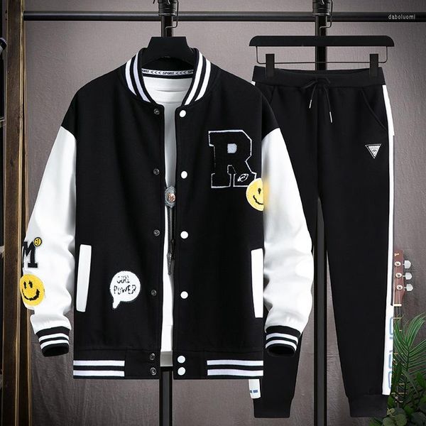 Chándales para hombre, chaqueta para hombre, uniforme de béisbol Unisex, conjunto para hombre, conjunto informal de Hip Hop de dos piezas, conjuntos de calle, chándal