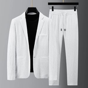 Survêtements pour hommes Hommes Outfit Set 2022 Spring Summer Fashion Costume à manches longues Casual Slim Beau deux pièces veste mince et pantalon pour hommes