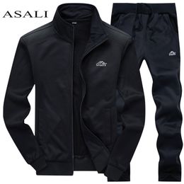Tracksuits voor heren Men Polyester Sweatshirt Sporting Fleece Gyms Spring Jacket Pants Casual Track Suit Sportswear Fitness 220908