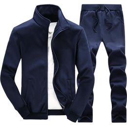 Survêtements pour hommes Hommes Polyester Sweatshirts Casual Hommes Track Suit Sportswear Fitness Mens 2 pièces Sweat-shirt à glissière Swea253B