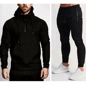 Survêtements pour hommes Hommes Courir Sportswear Ensembles Sweat-shirt Pantalon de survêtement Gym Fitness Pull Sweats à capuche Tops Pantalons Mâle Automne Jogging Entraînement