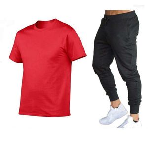 Chándales para hombre 2022 blanco Color sólido deportes otoño verano personalizado ocio estampado hombres Fitness entrenamiento correr Gossip cómodo