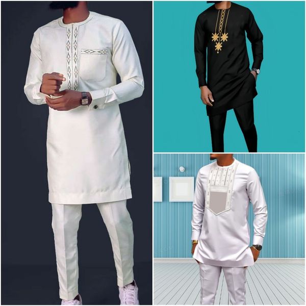 Costumes pour hommes Costumes 2 pièces pour hommes Tenues de poche brodées Pantalons pour hommes Ensembles pour hommes Costume de style ethnique africain Vêtements pour hommes Vêtements traditionnels 230923