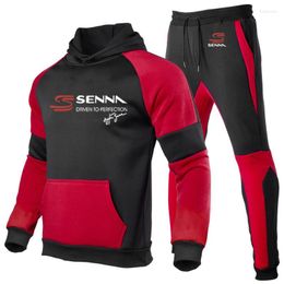 Survêtements pour hommes Ayrton Senna 2022 printemps et automne costume vêtements de travail imprimé sweat haut pantalon sport survêtement couture coton