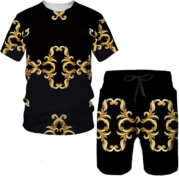 Survêtements pour hommes Costume décontracté pour hommes Mode d'été Style baroque Impression classique 3D T-shirt surdimensionné / Short de plage Vêtements de sport pour hommes 230724