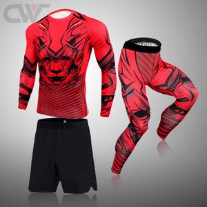 Trainingspakken voor heren Compressie heren 3 stks/set Sportkleding Pakken Gym Training Kleding Workout Joggen Sport Set Hardlopen Rashguard Trainingspak Panty's J230601