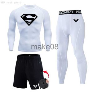 Survêtements pour hommes Collants de compression pour hommes 3pcs ensembles Sportswear GYM traning Vêtements Costumes Séchage rapide sur Fitness jogging Sportswear homme J230720