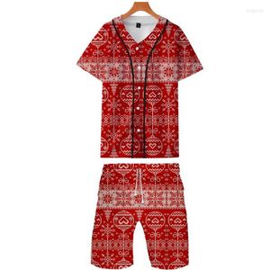 Tracksuits Cross Border Amazon 2022 -stijl Kerstmis 3D Baseball Uniform Shorts Set