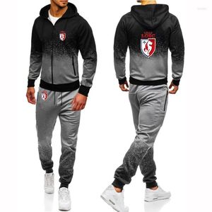 Club de surv￪tement masculin Euro Club Lille 2022 Gradient masculin Couleur Imprime-shirts Sweats Sweats ￠ capuche ￠ hache-zipper Pant Top Pant Two Piece Suit