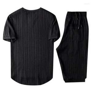 Survêtements pour hommes Pantalons à manches courtes en coton et lin à la mode pour hommes Costume Ensembles respirants confortables Survêtement à lacets Taille élastique