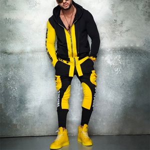 Chándales para hombres Hip Hop Deportes con cremallera Sudadera con capucha y pantalones Conjunto Primavera Otoño Chándal Moda Ropa deportiva Sudaderas Conjunto Punk Rock Streetwear 220914