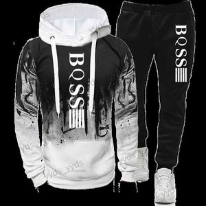 Survêtements pour hommes Sweats à capuche pour hommes Vêtements Splash Ink Sweat-shirt Costume Homme Survêtement Pantalon Ensembles Nouveau dans Sweats à capuche Costumes de sport Ensemble T240124