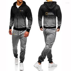 Men's Tracksuits Men's Men 2022 National-Geographic Print Casual Sweatpant Survey Expedition Scholar Harajuku Jackets Sport Hip Hop