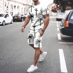 Heren tracksuits heren heren formele slijtage mannen lente zomerpak strand strand korte mouw sport print shirt set 2 -delige pant heren sneeuw