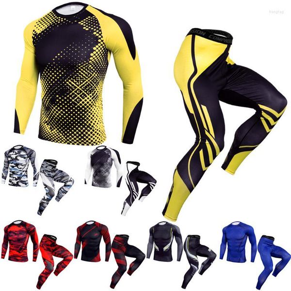 Survêtements pour hommes Combinaisons serrées pour hommes Séchage rapide Fitness Hauts d'entraînement sportif avec pantalon Stretch Outdoor Casual Running