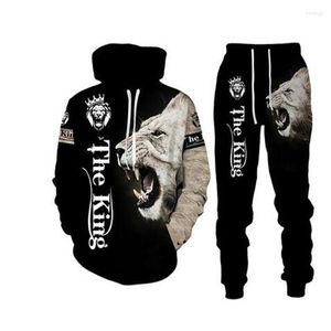 Heren tracksuits heren heren tijger hoodie set warme winter indoor dier 3d geprinte truishirt broek man tracksuit volle mouw