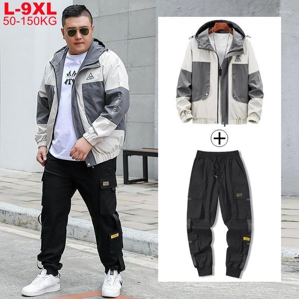 Survêtements pour hommes Manteau surdimensionné Xxxxl pour homme Survêtement pour homme 5xl 6xl 7xl 8xl 9xl Ensembles pour hommes de grande taille Survêtement Harem Cargo Jacket