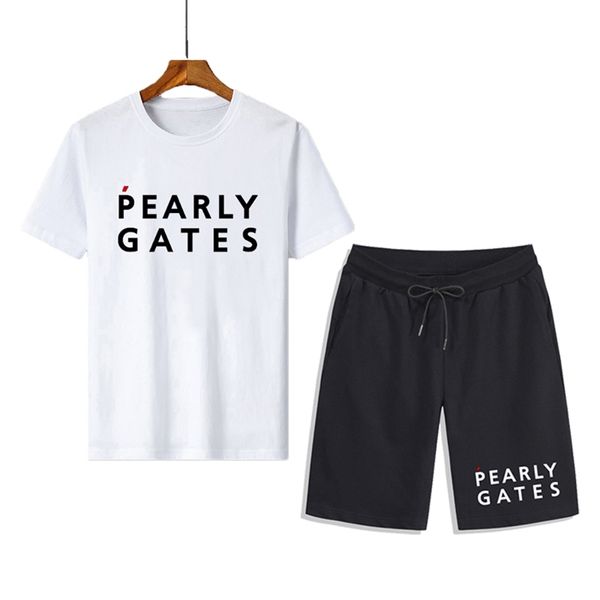 Survêtements pour hommes Ensembles pour hommes Summer Pearly Gates Costumes à manches courtes T-shirts et shorts solides Chemises de rue décontractées Vêtements de sport pour hommes S-3XL 220914