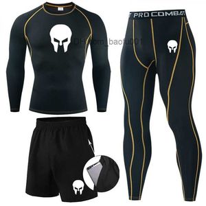 Survêtements pour hommes Ensemble de compression du crâne pour hommes Ensemble de course MMA Rashgard Gym Sports Set Vêtements Fitness Tight Set Z230719