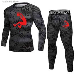 Survêtements pour hommes Costume de sport pour hommes MMA Rashgard mâle séchage rapide vêtements de sport ensembles de compression kit d'entraînement de remise en forme sous-vêtements thermiques leggings T231011