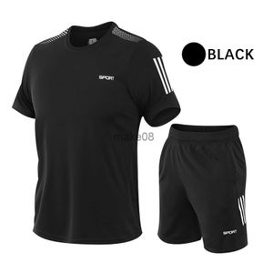 Survêtements pour hommes Sportswear pour hommes 2 PcsSet Plus Size Survêtement Gym Compression Fitness Running Set Athletic Wear T-shirts Shorts J230720