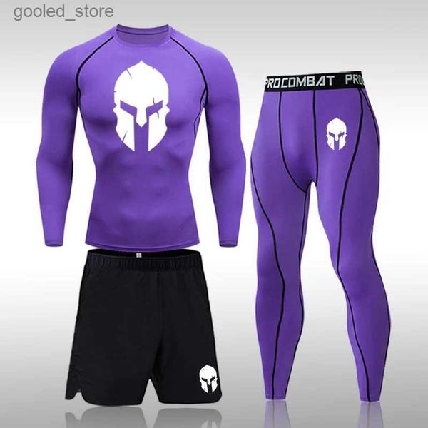 Survêtements pour hommes Vêtements de sport pour hommes Rashguard Jujitsu Jersey Pantalon serré T-shirt de course Ensemble de boxe Gym Training Muay Thai Shorts MMA Combinaison de combat Q231025