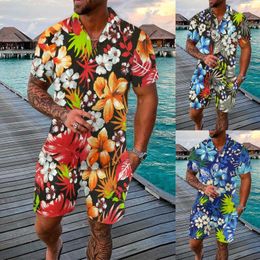 Parcours masculin Suissiles de piste masculine Spring / été de loisirs Sports Hawaii Place Style Cousage Stripe Impression à manches courtes Pantalons de chemise à manches Two Piece Big Mens Cost 230811