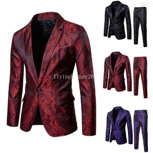 Survêtements pour hommes Costume pour hommes Slim 2 pièces Blazer Business Veste de fête de mariage Manteau Pantalon Hiver pour hommes Costumes de bal noirs