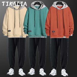 Tracksuits Tracksuits Tracksuit 2 -delige set Patchwork Sweatsuit Mens Sets Fashion Hip Hop Clothing Male outfits Casual kleding 2021 Jogging Suit G220927