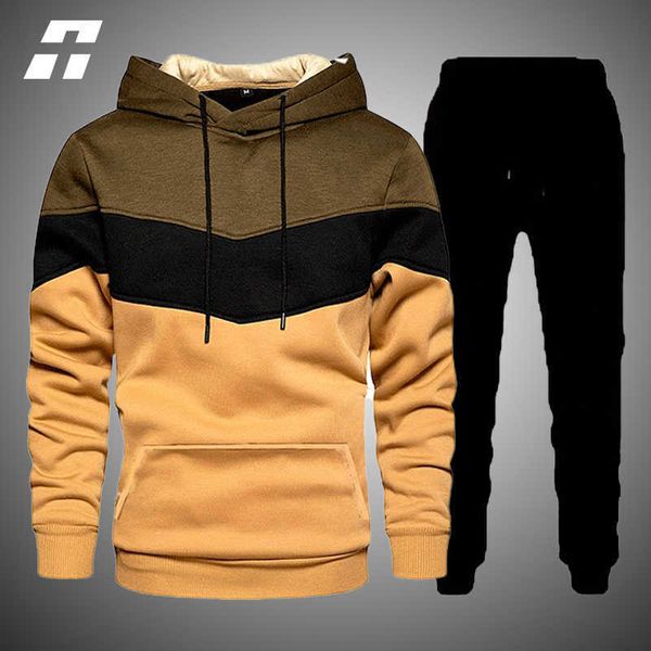 Survêtements pour hommes Survêtement pour hommes Printemps Automne Casual Piece Sets Hommes Patchwork SportswearPant Mode Costume De Sport Homme Marque Vêtements G220928