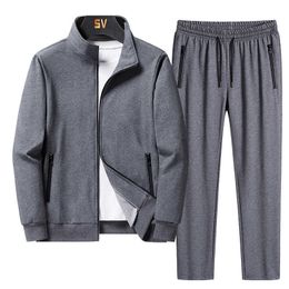 Tracksuits Tracksuits voor heren Polyester Sweatshirt Sportsets 2022 Gyms Spring Jacket Pants Casual heren Track Suit Sportswear Fitness 8xl Z0224