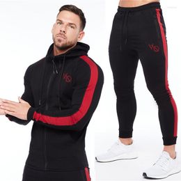 Survêtements pour hommes Traje de Jogger Para Hombre Ropa Calle Informal A La Moda Chaqueta Con Cremallera Fitness Sudadera Capucha