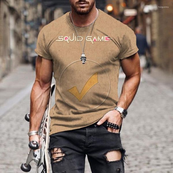 Chándales para hombres Camisetas triangulares para hombres con mangas cortas Círculo cuadrado Disfraz Juego de disfraz de calamar Manga de gran tamaño Hombre Anime masculino