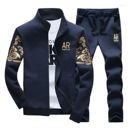 Heren tracksuits mannen set herfst winter fleece dikker sweatshirt heren tracksuit broek poortswear man 2 stks stand kraag hoodie jas