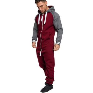 Heren tracksuits Men set winter heren jumpsuits haped pluche bodysuit splicing gepersonaliseerde casual warme lange mouw plus size kleding