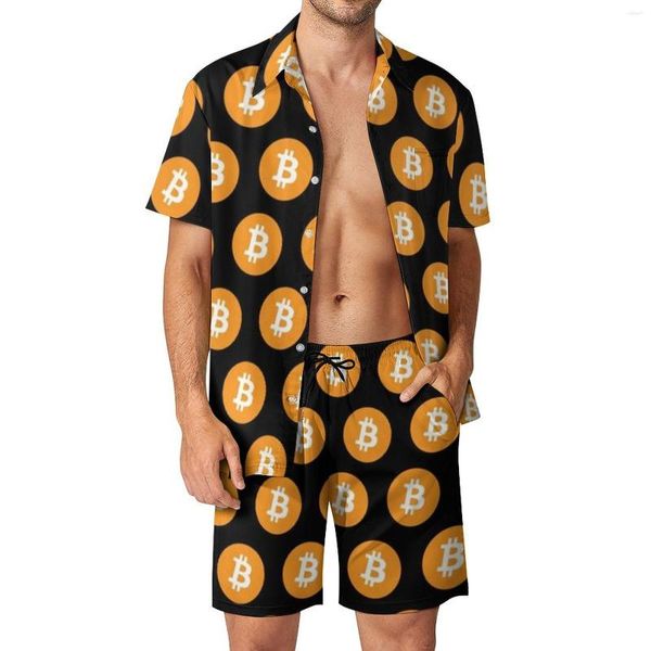 Chándales para hombres Conjuntos para hombres Criptomoneda P2P Dinero Camisa casual Conjunto Pantalones cortos de playa hawaianos Traje gráfico de verano Ropa de 2 piezas Plus