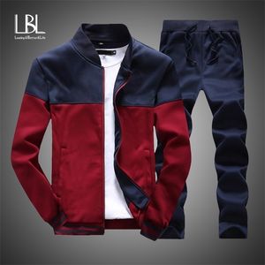 Heren tracksuits Men sets mode sportief volledig pak merk patchwork ritswork sweatshirt zweetwapens heren kleding 2 stuks sets slank tracksuit 221006