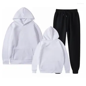 Survêtements pour hommes Hommes Ensembles Sweat à capuche Pantalon Deux pièces Casual Couleur Solide SweatSuit Mode Sportswear Marque Ensemble Survêtement Mâle P800