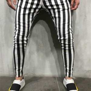 Survêtements pour hommes Hommes Slim Fit Urban Leg Pantalons Casual Pencil Jogger Cargo Pants US Striped Plaid Noir Blanc 221122
